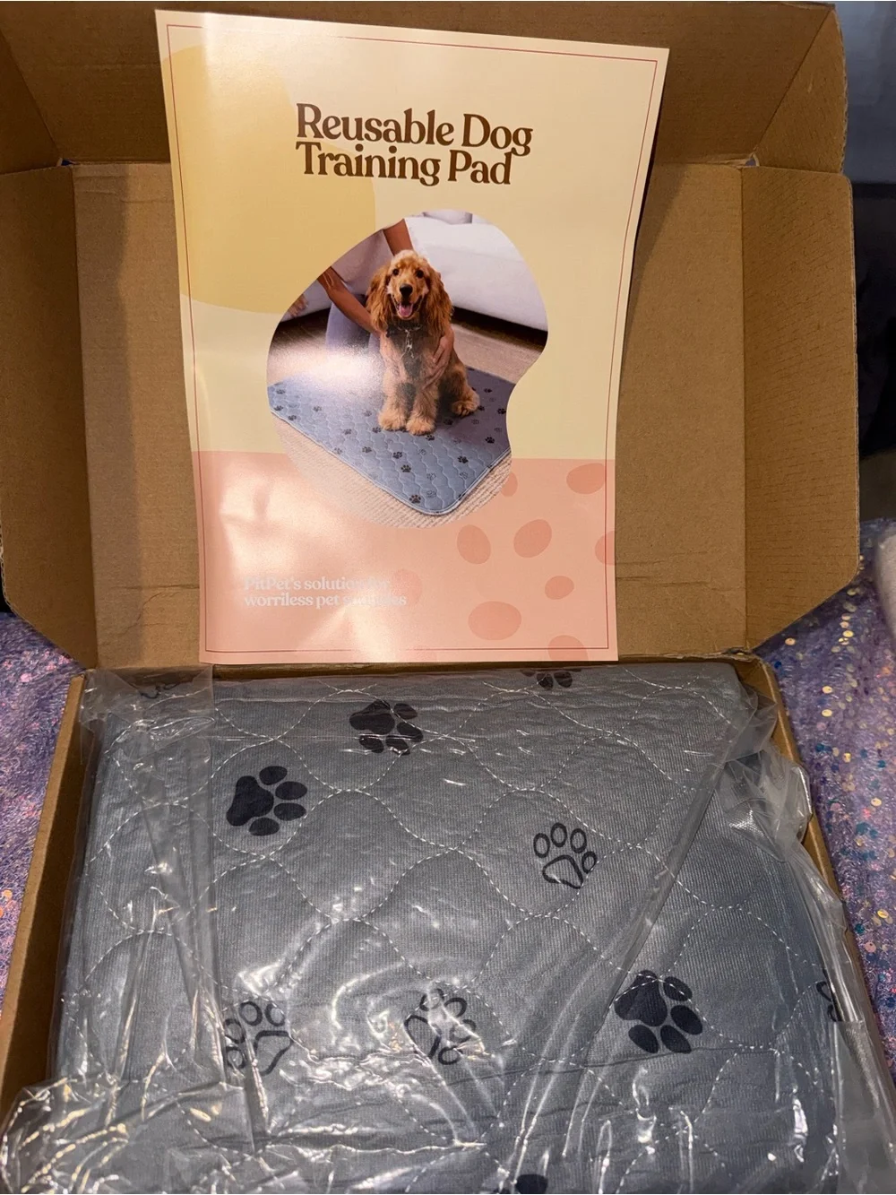 Reusable Gray Paw-Print Dog Training Pad - Absorbent and Washable-4 pack